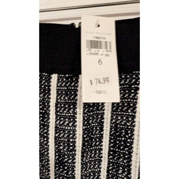 Ann Taylor Sz6 NWT Navy white striped crochet skirt elastic waist back zip lined - Picture 4 of 7